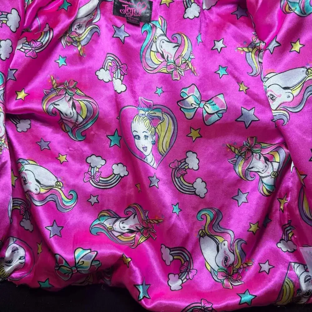 JoJo Siwa Girls Sequin Bomber Jacket Unicorn Pink Satin Nickelodeon Size‎ 4/5